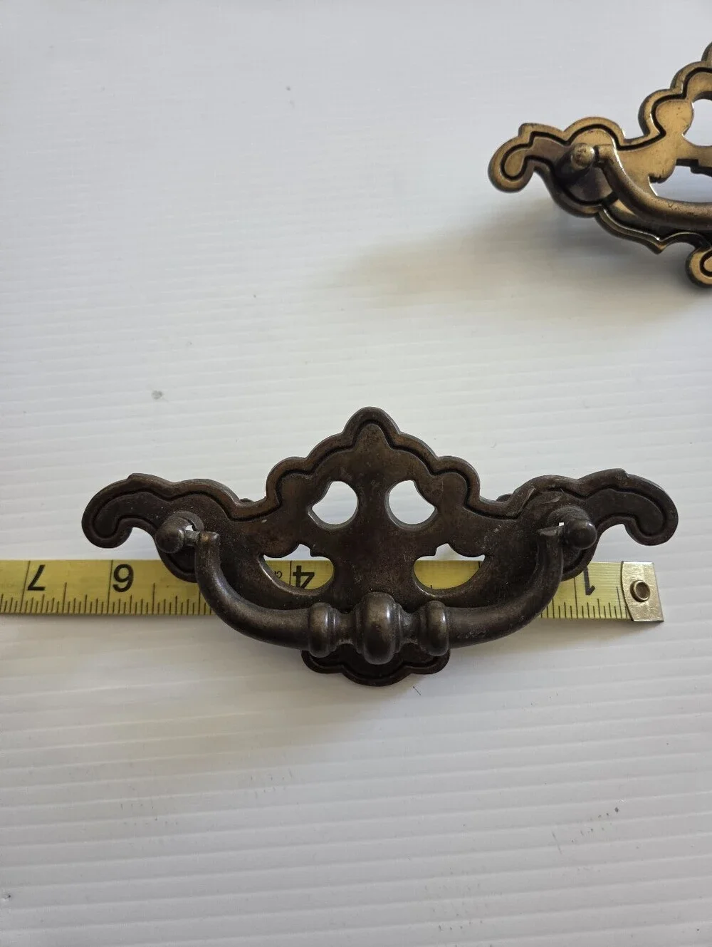 Vintage Pair of Brass Chippendale Style Dresser Drawer Pulls, 3